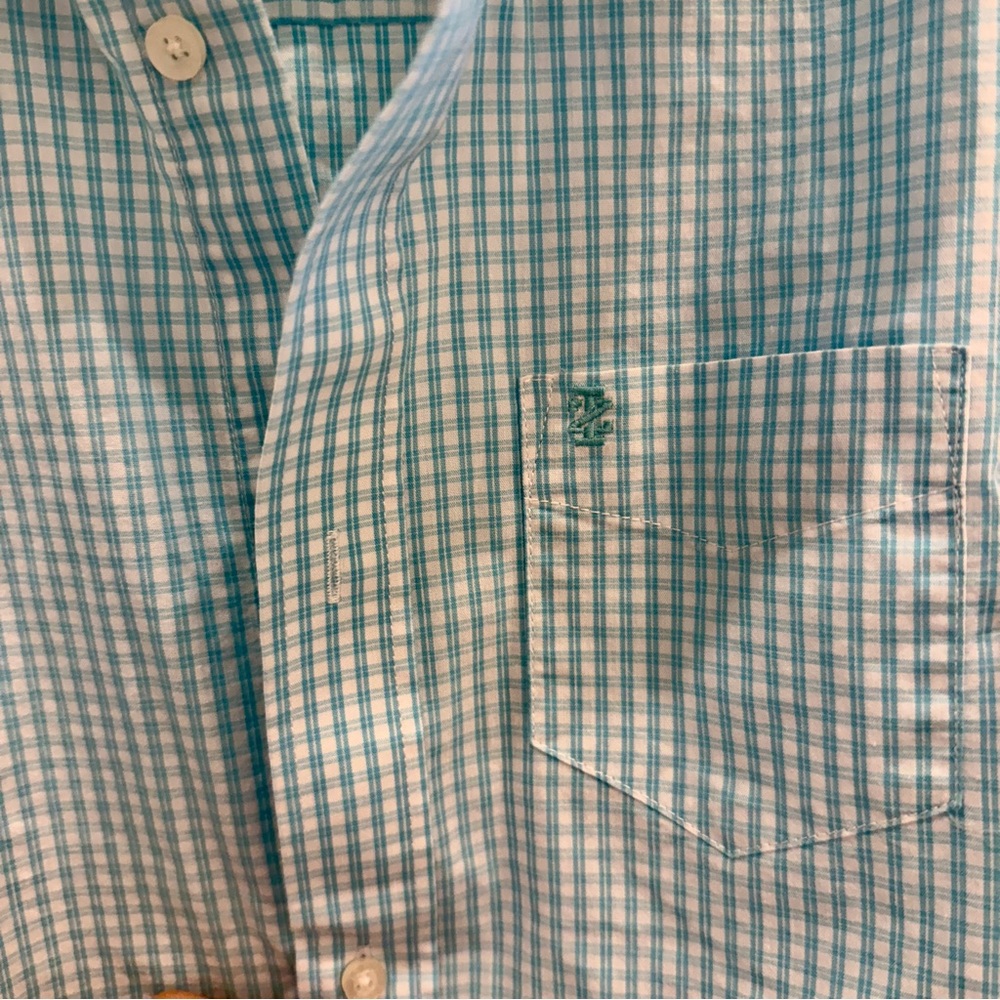 Izod Boy's Light Blue Gingham Shirt - Picture 2 of 6